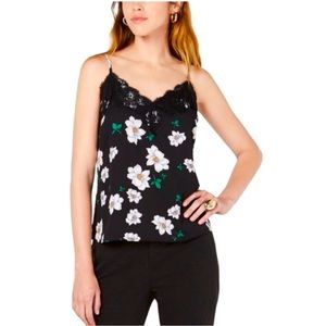 Bar III Floral Cami with Lace Details Size Small